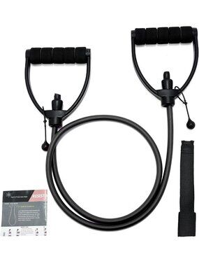 ✨Single Resistance Band Tube with D Handles Door Anchor Black Workout Set